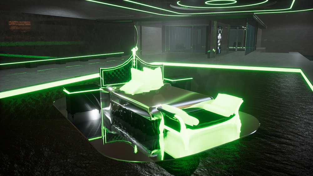 Nøtel (Hologram Bed), 2016 – ongoing © Lawrence Lek. Courtesy the Artist and Sadie Coles HQ, London.jpeg